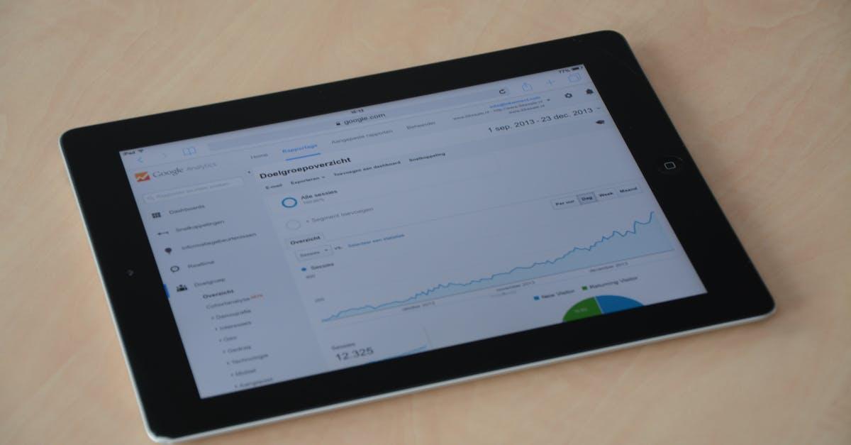 Digital tablet showing web analytics dashboard with graphs and charts