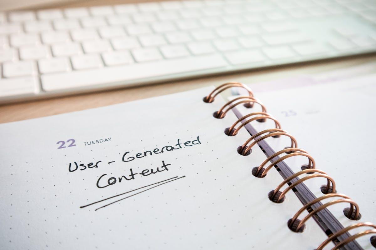 Content planning notebook with keyboard