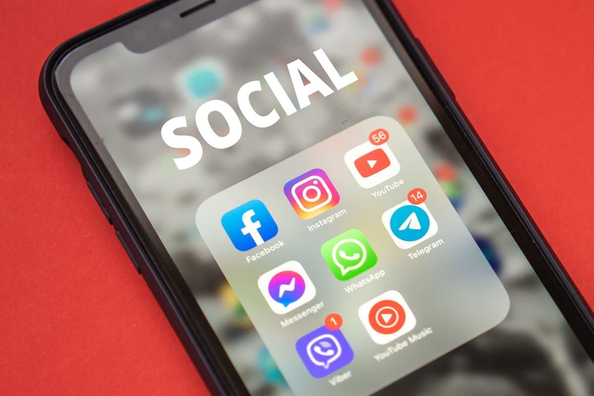 Smartphone screen showing popular social media applications
