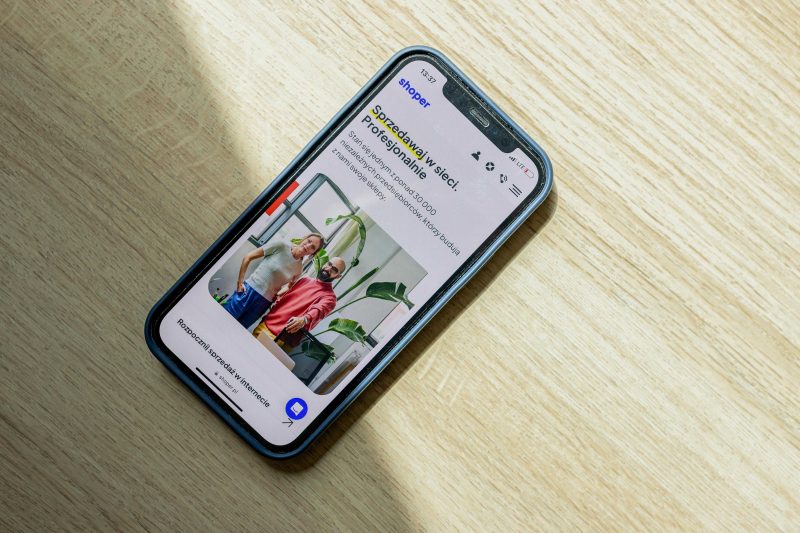 Smartphone with ecommerce website