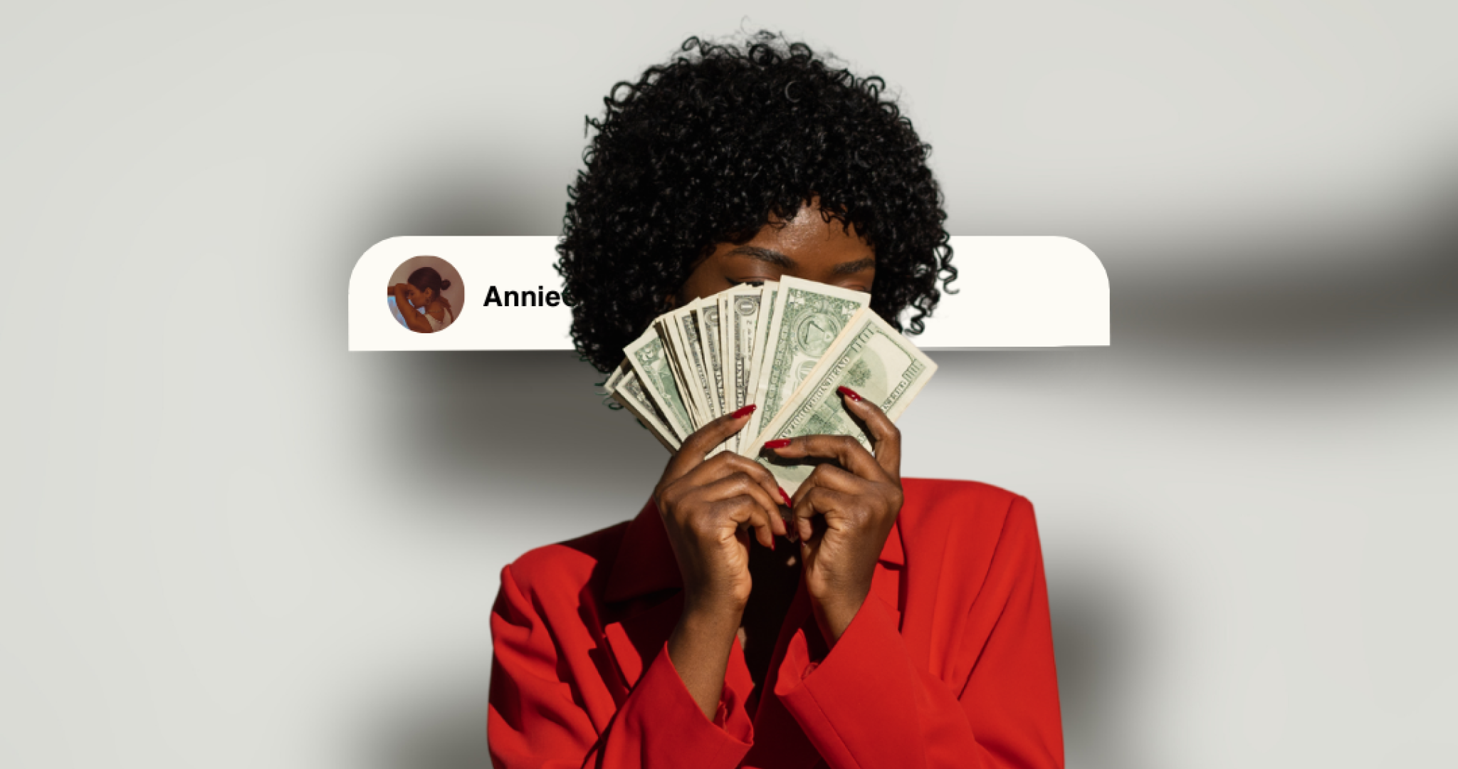 Slika gospe ki drzi dolarje