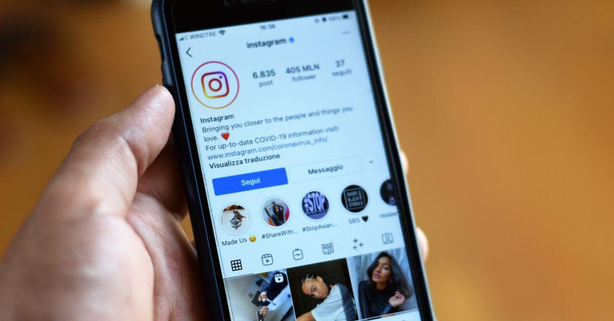 Close-up of a smartphone displaying an Instagram profile screen