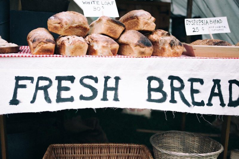 Fresh baked bread in artisan bakery
